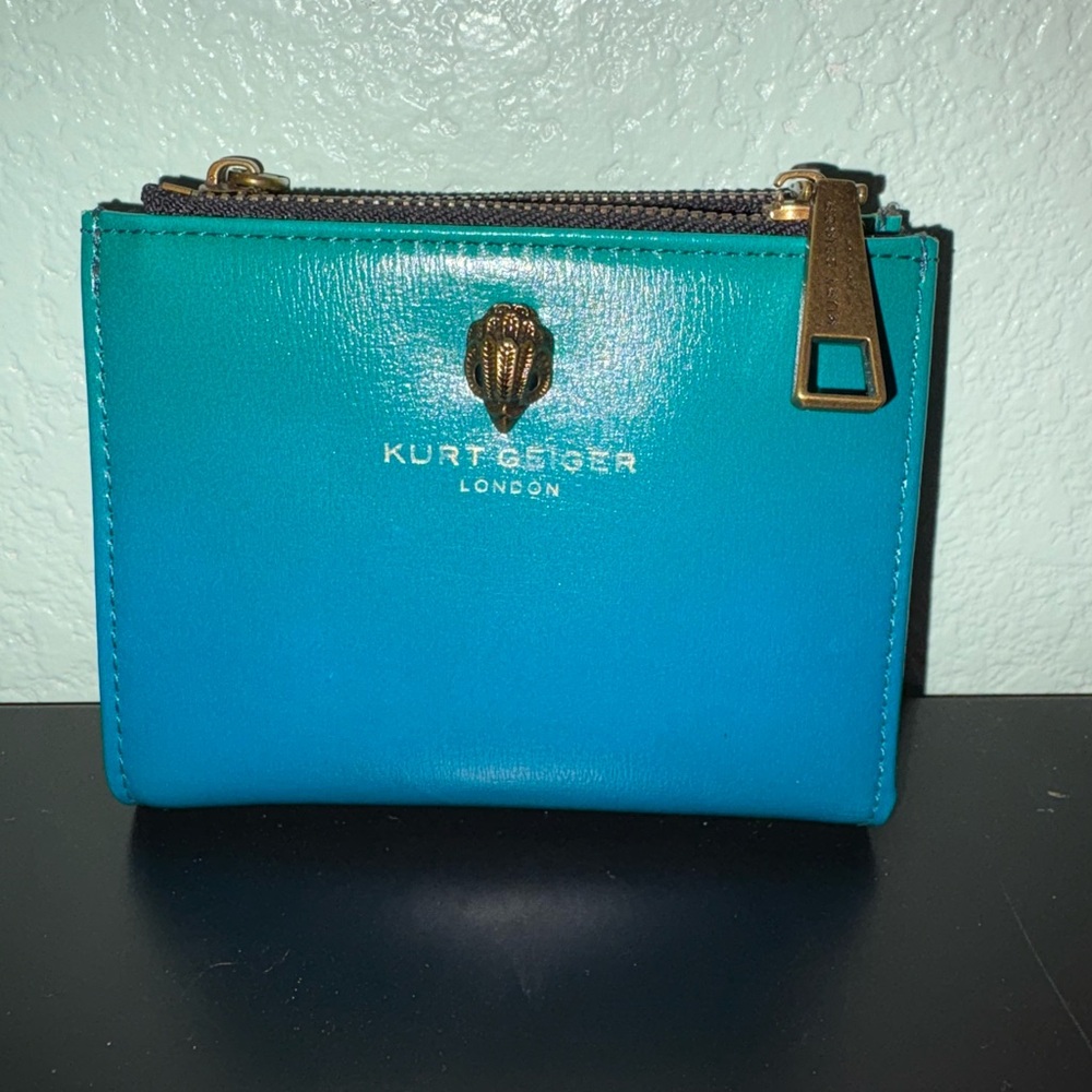 Kurt Geiger Turquoise Wallet with Gold Accents